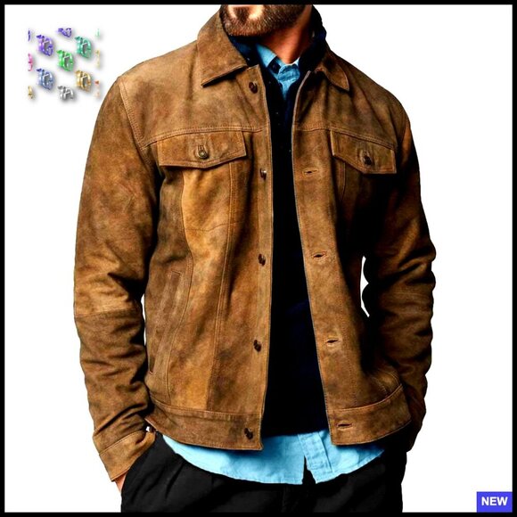 Other - Premium Suede Leather Bomber Jacket Men's Classic Western Style Coat